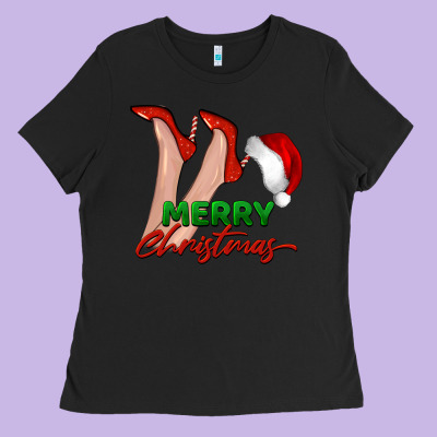 Merry Christmas Heels Ladies Tee Designed By Barkaloodesign