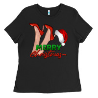 Black merry Christmas heels Ladies Tee - BarkalooDesign