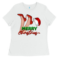 White merry Christmas heels Ladies Tee - BarkalooDesign