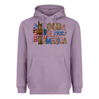 Lavender god  bless america with cross Heavyweight Hoodie - RanaPortraitStore
