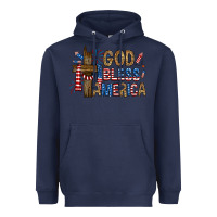 Navy god  bless america with cross Heavyweight Hoodie - RanaPortraitStore