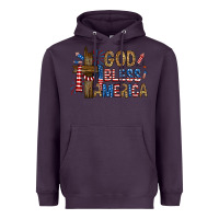 Plum god  bless america with cross Heavyweight Hoodie - RanaPortraitStore