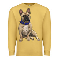 Antique Gold french bulldog with royal blue Premium Sweatshirt - RanaPortraitStore
