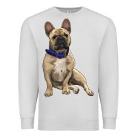 Dove Grey french bulldog with royal blue Premium Sweatshirt - RanaPortraitStore