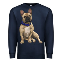 Navy french bulldog with royal blue Premium Sweatshirt - RanaPortraitStore