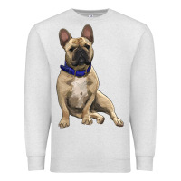 Oatmeal Heather french bulldog with royal blue Premium Sweatshirt - RanaPortraitStore