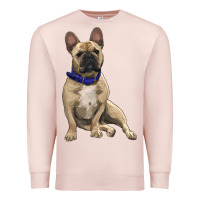 Pale Pink french bulldog with royal blue Premium Sweatshirt - RanaPortraitStore