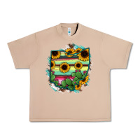 Burro Ohio Map Sunflower Cactus Serape Urban Heavy Tee - RanaPortraitStore