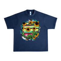 Navy Ohio Map Sunflower Cactus Serape Urban Heavy Tee - RanaPortraitStore