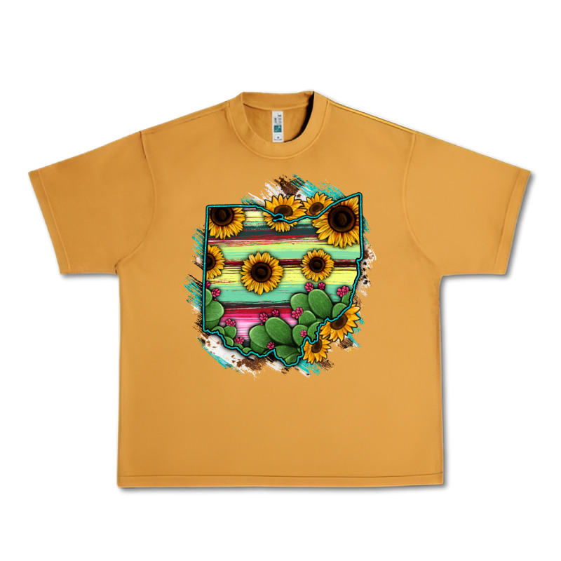 Ohio Map Sunflower Cactus Serape Urban Heavy Tee by RanaPortraitStore | Teevron