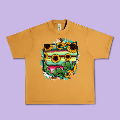 Ohio Map Sunflower Cactus Serape Urban Heavy Tee Designed By Ranaportraitstore