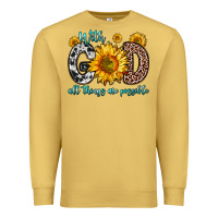 Antique Gold with god all things are possible sunflower Premium Sweatshirt - Zillion Design Studio