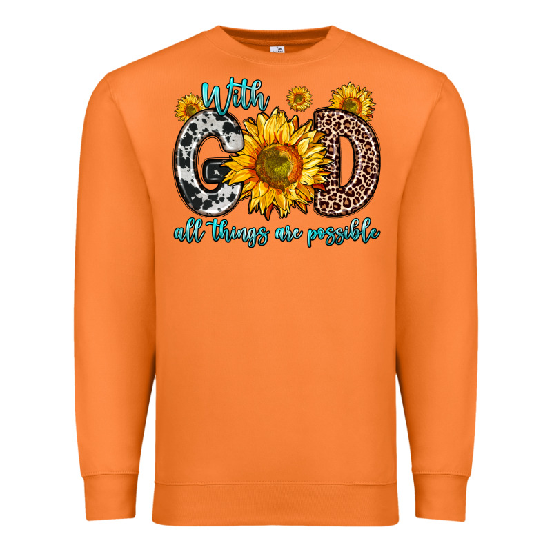 With God All Things Are Possible Sunflower Premium Sweatshirt by Zillion Design Studio | Teevron