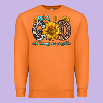 With God All Things Are Possible Sunflower Premium Sweatshirt Designed By Zillion Design Studio