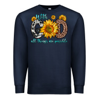 Navy with god all things are possible sunflower Premium Sweatshirt - Zillion Design Studio