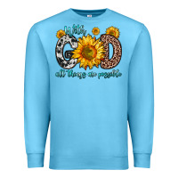 Ocean Blue with god all things are possible sunflower Premium Sweatshirt - Zillion Design Studio