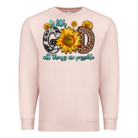 Pale Pink with god all things are possible sunflower Premium Sweatshirt - Zillion Design Studio