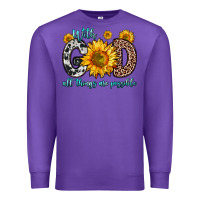 Purple with god all things are possible sunflower Premium Sweatshirt - Zillion Design Studio