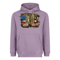 Lavender american flag with army boots Heavyweight Hoodie - RanaPortraitStore