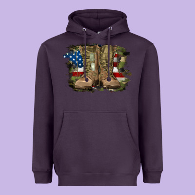 Heavyweight Hoodie american flag with army boots