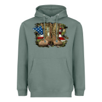 Sage american flag with army boots Heavyweight Hoodie - RanaPortraitStore