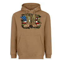 Toasted Coconut american flag with army boots Heavyweight Hoodie - RanaPortraitStore