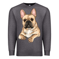 Charcoal Heather french bulldog sitting Premium Sweatshirt - RanaPortraitStore