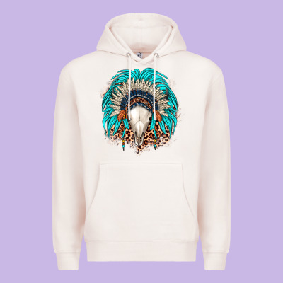 Bull Skull Indian Headdress Premium Hoodie Designed By Jahusdesignshop