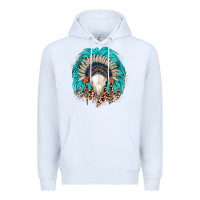 White bull skull indian headdress Premium Hoodie - JahusDesignShop