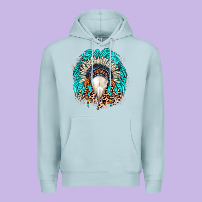 Bull Skull Indian Headdress Premium Hoodie Designed By Jahusdesignshop