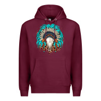 Burgundy bull skull indian headdress Premium Hoodie - JahusDesignShop