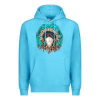 Ocean Blue bull skull indian headdress Premium Hoodie - JahusDesignShop