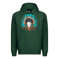 Sports Green bull skull indian headdress Premium Hoodie - JahusDesignShop