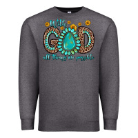 Charcoal Heather with god all things are possible gemstone Premium Sweatshirt - Zillion Design Studio