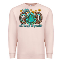 Pale Pink with god all things are possible gemstone Premium Sweatshirt - Zillion Design Studio
