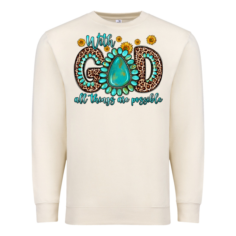 With God All Things Are Possible Gemstone Premium Sweatshirt by Zillion Design Studio | Teevron