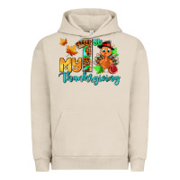 Pigment French Oak my first thanksgiving with turkey Urban Hoodie - AdoDesignShop