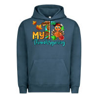 Pigment Midnight Navy my first thanksgiving with turkey Urban Hoodie - AdoDesignShop