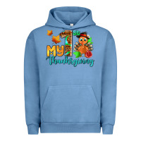 Pigment Pebble Blue my first thanksgiving with turkey Urban Hoodie - AdoDesignShop