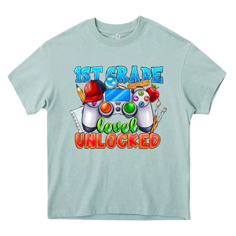 1st Grade Level Unlocked Heavy Core Tee by CowhideDigitalArt | Teevron