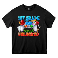 Black 1st Grade Level Unlocked Heavy Core Tee - CowhideDigitalArt
