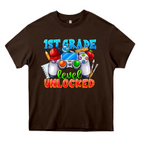Chocolate Brown 1st Grade Level Unlocked Heavy Core Tee - CowhideDigitalArt