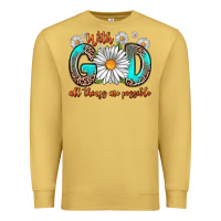 Antique Gold with god all things are possible daisy Premium Sweatshirt - Zillion Design Studio