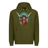 Army Green texas longhorn indian headdress Premium Hoodie - JahusDesignShop