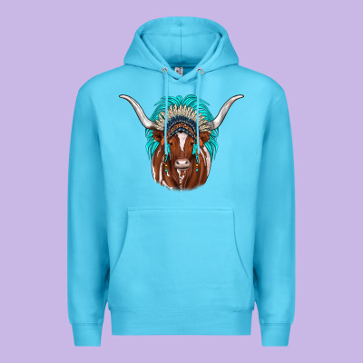 Texas Longhorn Indian Headdress Premium Hoodie Designed By Jahusdesignshop