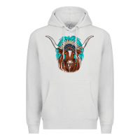 Dove Grey texas longhorn indian headdress Premium Hoodie - JahusDesignShop