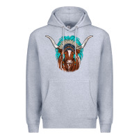 Heather Grey texas longhorn indian headdress Premium Hoodie - JahusDesignShop