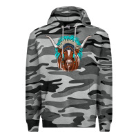Slate Camo texas longhorn indian headdress Premium Hoodie - JahusDesignShop