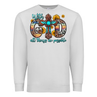 Dove Grey with god all things are possible cross Premium Sweatshirt - Zillion Design Studio