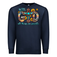 Navy with god all things are possible cross Premium Sweatshirt - Zillion Design Studio